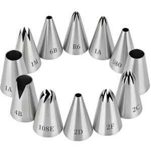 YEDPGUE 10 Pezzi Grande Bocchette Stella Decorative per Pasticceria Beccucci in Acciaio per Cupcake ， per Decorare Cupcakes, Torte, Zeppole, Biscotti, Pasticceria