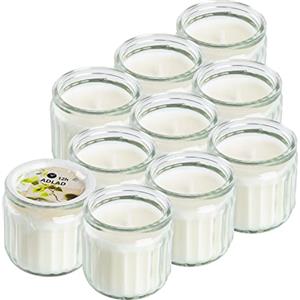 Ikea ADLAD - Mini candele profumate bianche in barattoli di vetro, legni scandinavi e agrumi, 12 ore ciascuna, set da 10