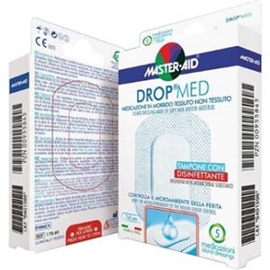 MASTER-AID Drop Med 7x5 cm - Medicazione traspirante con tampone disinfettante, 5 pezzi