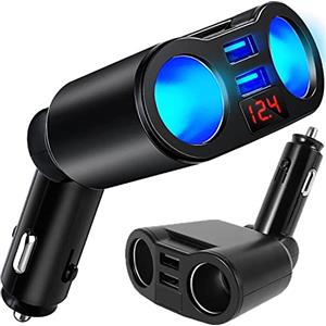 Retoo Adattatore Accendisigari Auto 100W Caricatore USB Doppio 3.1A Rotante 110° Protezione Intelligente Voltmetro LED Compatto 12V 24V