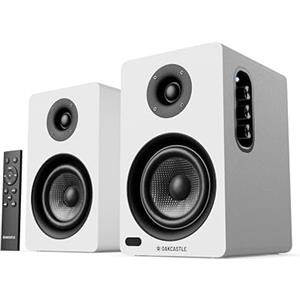 Oakcastle BK100 Casse Attive Amplificate Coppia | 60W 2.0 Casse PC Bluetooth 5.4 | Altoparlanti TV HDMI ARC | Altoparlante per Giradischi | Altoparlanti Stereo Hifi con Telecomando Incluso (Bianco)