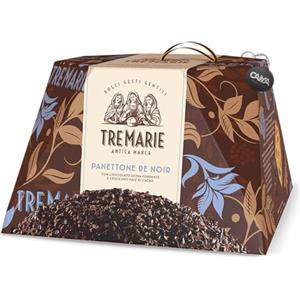 CAIYA Tre Marie Re Noir Panettone con Cioccolato Extra Fondente e Granella di Fave di Cacao 900g con Portachiavi CAIYA® (2024)