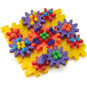 Quercetti Gears Go Round - Gioco di costruzione con ingranaggi, piastre e chiodini colorati