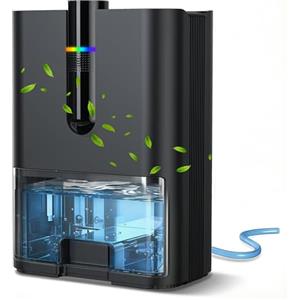 Tiptop Home Deumidificatore Casa, 2500ML Dehumidifier per Casa Muffa, Deumidificatore Elettrico Silenzioso con Tubo di Scarico, Spegnimento Automatico, Modalità Sleep, Deumidificatori per Bagno,Camera,Armadio