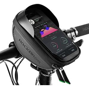 ROCKBROS Borsa da Manubrio Bici Impermeabile, Porta Cellulare per Bicicletta MTB, Borsa Porta Telefono, Smartphone sotto 6.5 Inches, TPU Touchscreen Sensibile, Grande Capacità1L, Accessori Bici