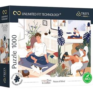 Trefl Prime - Puzzle Uft Yoga, Cats & Coffee: Peace Of Mind - 1000 Elementi, Cartone Più Spesso, Bio, Eco, Yoga, Gatti, Caffe, Riposo, Intrattenimento Creativo Per Adulti E Bambini Sopra I 12 Anni