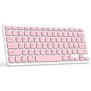 TQQ Tastiera Bluetooth Ricaricabile per iPad, Air, Pro, Mini, Samsung Tablet, Android e Windows, Tastiera Wireless, Rosa