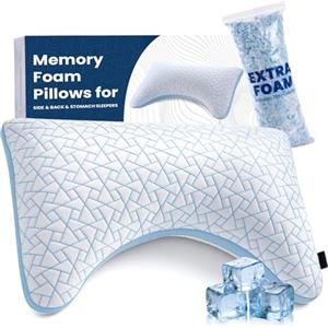 A-Pce Cuscino per Dormire di Fianco - Regolabile Cuscino Memory Foam con Supporto Collo, Cuscino Cervicale per Dormire che Allevia Dolori Cervicali, Cuscino Letto con Rivestimento Lavabile (Misura Queen)