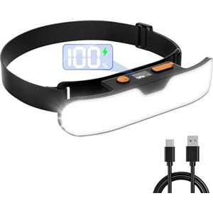 Mohard Torcia Frontale LED Ricaricabile, [Fascio Ampio 230° & Display Digitale] Lampada Frontale Potente 90° Regolabile, Portatile Torcia da Testa IPX5 Accessori Torce Campeggio/Trekking/Corsa/Pesca