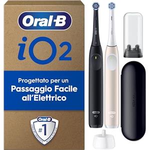 Oral-B Spazzolino Elettrico DUO, 2 Spazzolini Nero e Rosa, 2 Testine Di Ricambio, 1 Custodia Da Viaggio, 1 Supporto per testine, 2 Spazzolini, Pulizia Denti Efficace