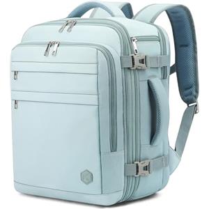 VANKEV Zaino da Viaggio Aereo per Ryanair EasyJet Eurowings Wizz Air Espandibile 40x30x20 a 40x30x25, 24L a 30L, Bagaglio a Mano Per Viaggi Adatta a Laptop da 15,6 Pollici blu chiaro