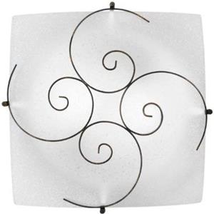F.a.n Europe Lighting S.r.l. Plafoniera da Soffitto in Vetro con Decoro in Metallo 30x30cm 1xe27 Ricciolo fan