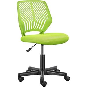 Yaheetech Sedia Ufficio Scrivania Senza Braccioli Girevole a Rotelle Ergonomica Portata 136 kg in Rete Traspirante Altezza Regolabile Verde