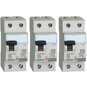 Bticino ASTGC8813AC16 Kit Composto Da 3 Pezzi di Interruttore Magnetotermico Differenziale, Bianco