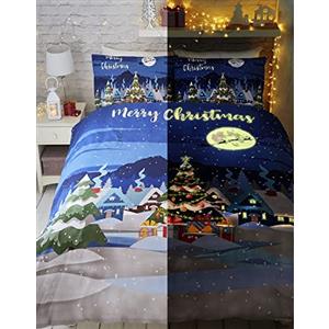 Bedlam Glow in The Dark-Xmas - Set Copripiumino, Multicolore, Multicolore, Singolo