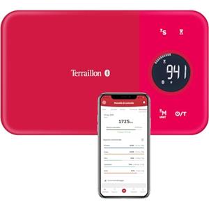 Terraillon - Bilancia da cucina connessa, Per Smartphone/Tablet, Calcolo del consumo energetico, Tara, Conversioni liquidi, Timer, Bluetooth Smart, 5 kg, NutriTab, Cranberry