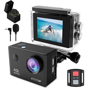 TIMNUT Action Cam 4K 30FPS, 40M Fotocamera Subacquea WiFi 20MP Videocamera WIFI Cam 170°Wide Angle Sports Cam, Telecameracon 2.4G Remote Control 2 Batterie Accessori