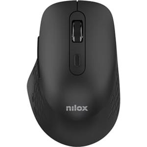 Nilox, Mouse Verticale Wireless Bluetooth, Ergonomico RGB, Connessione Dual 2.4GHz e Bluetooth 5.2, DPI Regolabili 800/1200/1600, 6 Pulsanti Silent Click, Ricaricabile USB-C, per PC, Nero