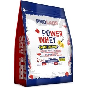 PROLABS Power Whey Amino Support 2kg Vaniglia - Proteine del siero di latte con aminoacidi per la crescita muscolare