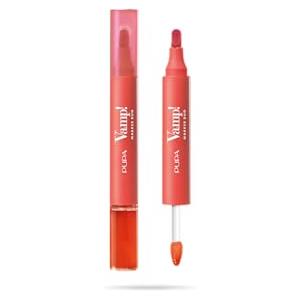 Pupa Rossetto + Gloss Labbra Vamp! Marker Duo, con Acido Ialuronico - 3 in 1 Definisce, Colora e Riempie, Contouring Labbra - Disponibile in 9 Varianti Colore (007 Red Potion)