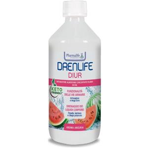 Pharmalife Drenlife Diur 500ml - Integratore Vegetale per Drenaggio Liquidi e Funzionalità Urinarie, Aroma Anguria