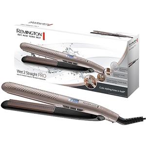 Remington Piastra per Capelli - Uso da bagnato e asciutto - Per asciugare e lisciare, Esclusivo sistema di ventilazione, sensore di umidità, display LCD, 140-230°C, Wet2Straight Pro S7970