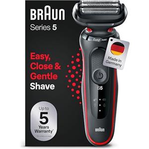 Braun Series 5 rasoio elettrico EasyClean Uomo, Wet & Dry, regalo uomo, made in Germany, 51-R1000s, rosso