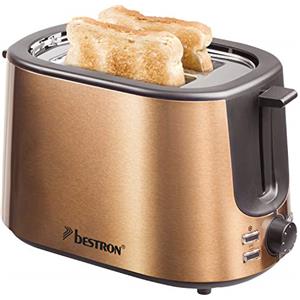 Bestron Tostapane con 2 feritoie, vassoio per le briciole e griglia per panini, 1.000 W, Acciaio inox effetto rame