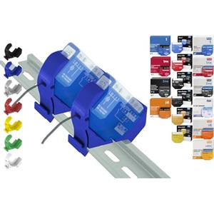 Shelly Hutschienenhalter PW3D Print Worth - Portarivia 3D PWG3-Mini per 32 Shellys: 1,1PM,2PM,Shutter,1L,2L,EM,i4,i4DC,i4LR,Dimm,Dimmer Dali,RGBW PM (Wave/Plus,G3,G4) (2 x Blu)