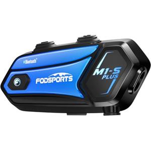 Fodsports M1-S Plus Interfono Moto con Condivisione Musica,Auricolare Casco Bluetooth Coppia,2000M Sistema di Comunicazione Casco,Fino a 10 Persone, Audio Multitasking Cablato,Universale Sciare/ATV