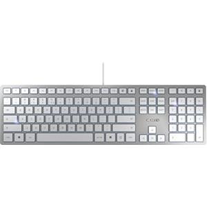 CHERRY KC 6000 SLIM, Tastiera di design Ultrapiatta, per l'Unione Europea QWERTY, Con Filo Porta USB-A, Tasti Silenziosi, Scritte a lunga Durata, Argento, EU - QWERTY
