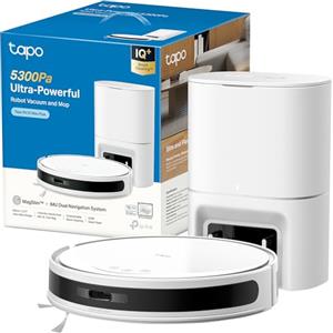 Tapo RV20 Max Plus Bianco Robot Aspirapolvere Lavapavimenti con Mappatura 5300Pa, Svuotamento Automatico Polvere 3L, Navigazione LiDAR MagSlim, Design Ultra Compatto 83mm, Controllo APP&Alexa&Google