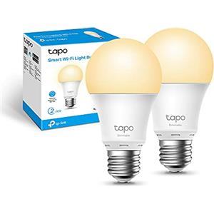 Tapo L510E Lampadina Wi-Fi E27, Funziona con Amazon Alexa e Google Home, 806 Lumen, 9W, Giallo Caldo Dimmerabile dall' 1% al 100%, 2700 K, Controllo da Remoto, Confezione da 2 Pezzi