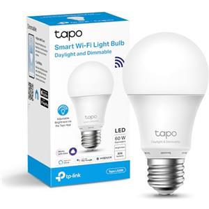 Tapo L520E Lampadina Wi-Fi E27, Monitoraggio Energia, Funziona con Amazon Alexa e Google Home, Luce Diurna e Dimmerabile Dall'1% al 100%, 4000 K, 806 Lumen, 8W, Telecomando con APP, Bianco