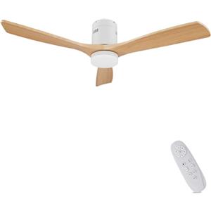 AUTODAY Legno Ventilatore da soffitto con luce diametro 132cm con ventilatore soffitto in legno dimmerabile 24W LED 38W motore DC ultra silenzioso Telecomando con funzione di memoria 6 velocità timer
