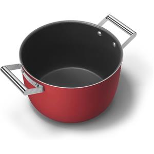 Smeg Casseruola antiaderente 2 manici con coperchio Ø 26 cm, rosso