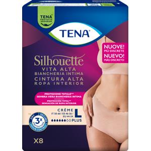 TENA Silhouette Crème Large - Mutandine Assorbenti per Perdite Urinarie, 8 Pezzi