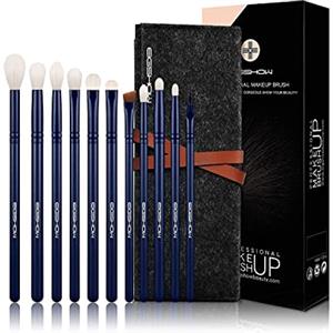 EIGSHOW Pennello per il trucco 11 pezzi, set di pennelli per ombretto essenziale, pennello per ombretto vegano incl. Per ombretto, sopracciglia, sbavature (Blu)