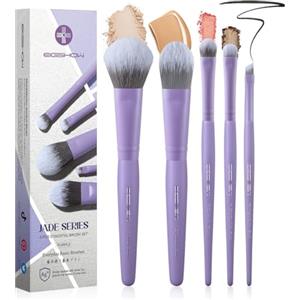 EIGSHOW Set di 5 pennelli da trucco con setole infuse agli ioni d'argento, pennelli da trucco professionali essenziali per il viso completo, per cipria, fondotinta, ombretto, eyeliner, correttore