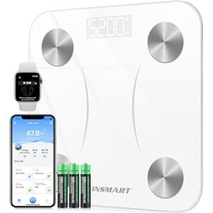 INSMART Bilancia Pesapersone Digitale Professionale, INSMART Bilancia Impedenziometrica Smart Bluetooth con 16 Indici di Misurazione Pesa Persone, Massa Grassa e Magra, BMI, Massa Muscolare o Ossea, 180KG