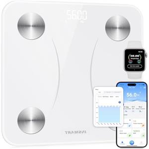 INSMART Bilancia Intelligente Insmart Per Il Peso Corporeo, Piattaforma Grande Da 12x12 Pollici Bilancia Da Bagno Digitale Accurata, Bilancia Per Grasso Corporeo Bluetooth Con Bmi, 16 Tipi Di Dati