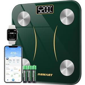 INSMART Bilancia Pesapersone Digitale Professionale, INSMART Bilancia Impedenziometrica Smart Bluetooth con 16 Indici di Misurazione Pesa Persone, Massa Grassa e Magra, BMI, Massa Muscolare o Ossea, 180KG