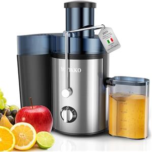 YOYIKKO Centrifuga Frutta e Verdura, 3 Velocità di Regolazione, 800W Estrattore Frutta e Verdura con 75 MM Bocca Larga, Facile da Pulire, Acciaio Inossidabile Senza BPA (Argento-150)