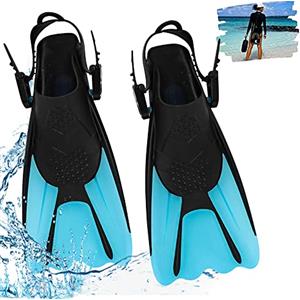 Udbrud Pinne da Snorkeling, Pinne Regolabili Pinne da Immersione TPR Antiscivolo Pinne Corte Nuoto per Snorkeling, Immersioni, Nuoto, Adulti, Uomini, Donne (Blu)