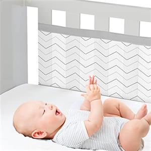 WYSWYG® Paracolpi traspiranti per culla per sicurezza e comfort, di alta qualità, 70 x 140, paracolpi per culla, protezione per lettino, set per bambini, 30 cm x 170 cm, 2 pezzi