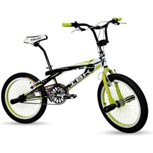IBK Bici BMX da 20'' pollici, bicicletta Freestyle leggera, Sistema Sterzo Rotore a 360°, poggiapiedi, paracatena, ruota libera, monovelocità, verde, rossa, blu (Verde)