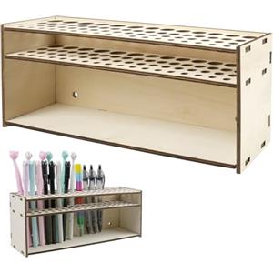 KiKiHong Porta pennello in legno, 67 fori, organizer per pennelli da pittura e trucco