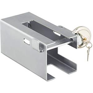 Relaxdays Lucchetto per Rimorchio, Ganci Standard,Antifurto,Serratura Circolare,Dispositivo di Fissaggio,Acciaio,argento