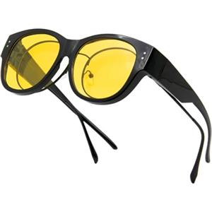 LJCZKA Sovraocchiali da Sole Polarizzati Grandi per Donna Uomo, Lenti da Sole Sovrapponibili Polarizzati Rotondi Antiriflesso UV400