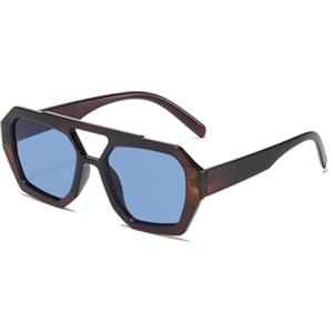 LJCZKA Occhiali da Sole Quadrati Retrò Donna Uomo, Occhiali da Sole Pilota Doppio Ponte Grandi Classico Anni 70